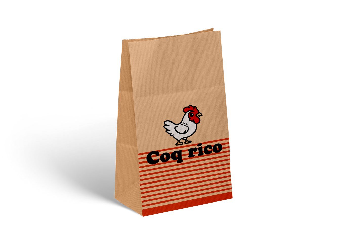 Sac kraft aux couleurs du logo Coq Rico