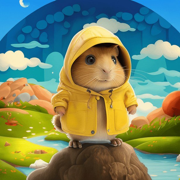 Illustration d'une souris en ciré jaune — histoires pour enfants